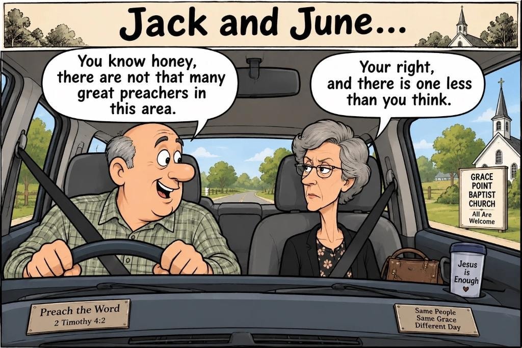 Jack and June cartoon — humorous church comic strip