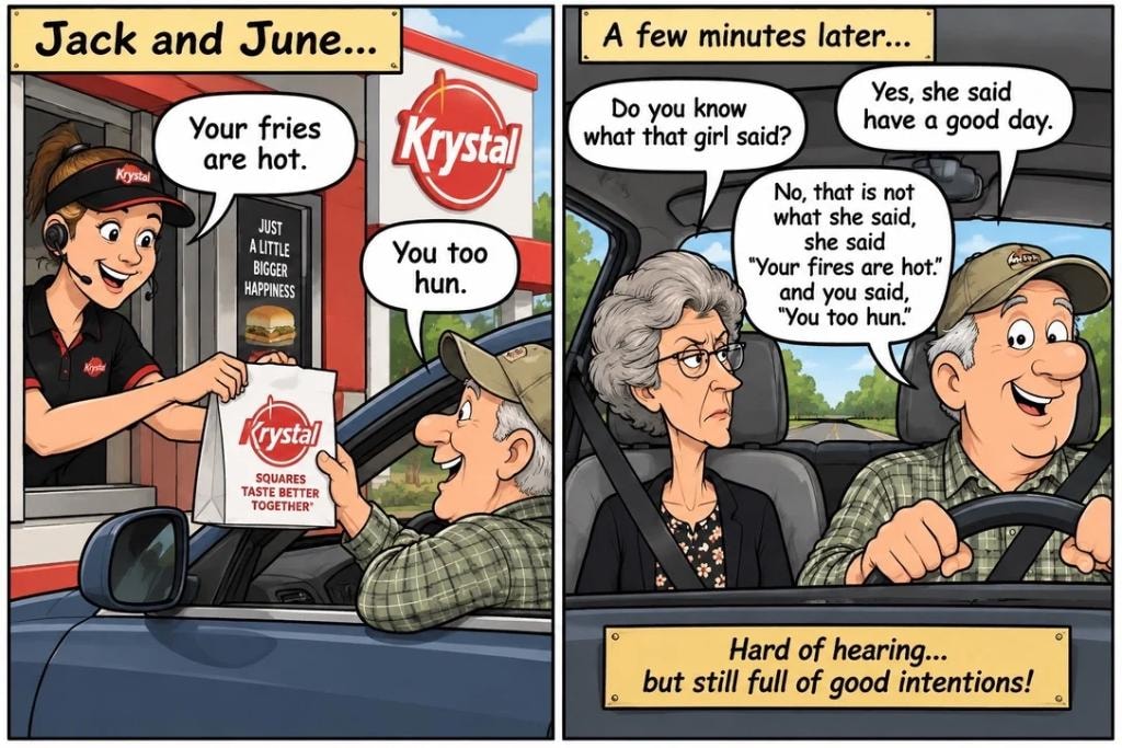 Jack and June at the Krystal drive-thru — humorous comic strip